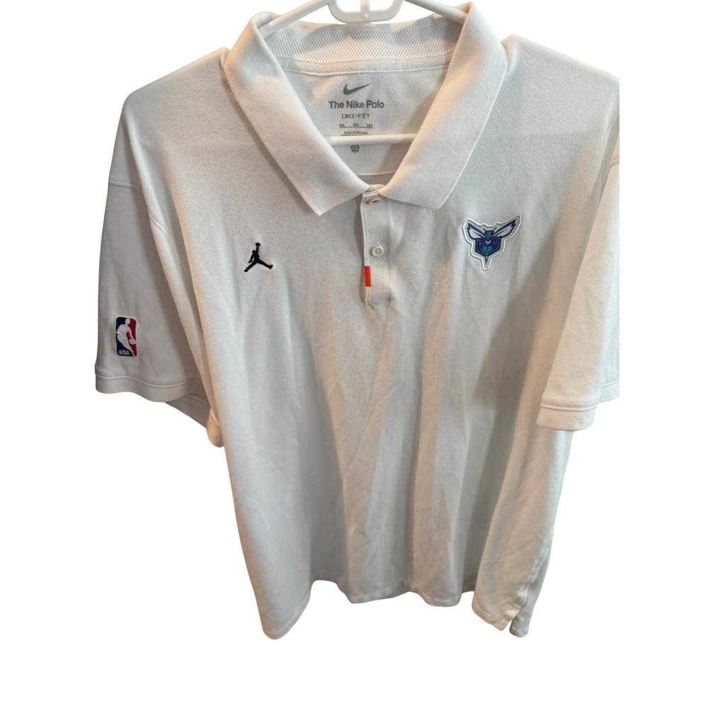 Nike Jordan Charlotte Hornets NBA Dri-FIT Polo Shirt White XXL Jumpman Logo